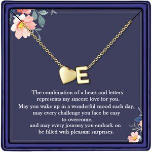 Heart Initial Necklace in 18K Gold-Plated Finish for Women & Girls (16+3 Inches)